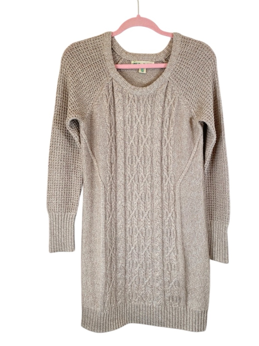 KAISLEY Oatmeal Cable Knit Sweater Dress M
